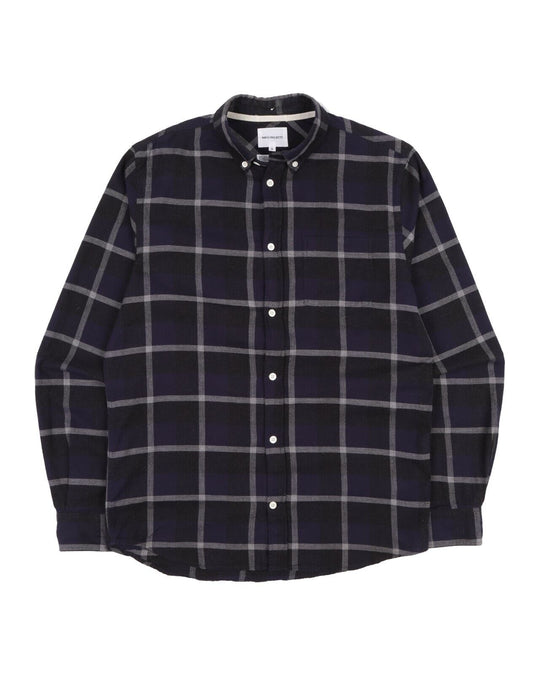NORSE PROJECTS Anton Shirt Flannel Cotton Navy Check Mens Size M