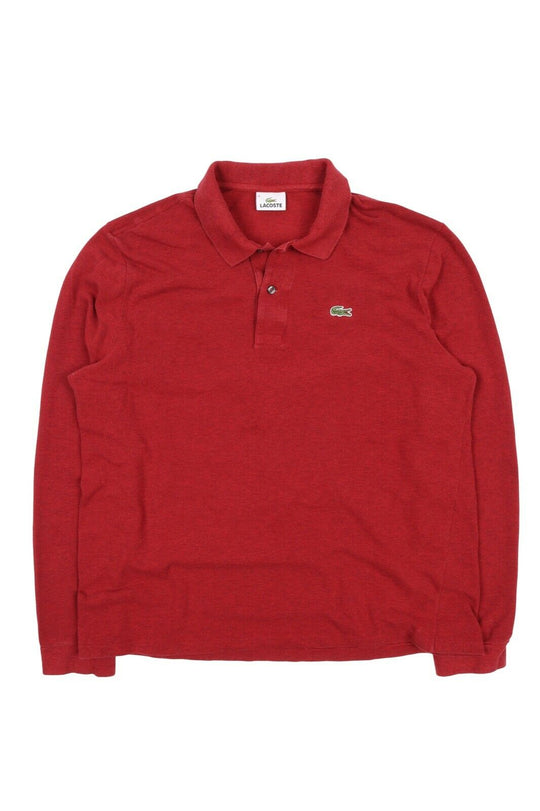 Men's LACOSTE Red Pique Cotton Long Sleeve Polo Shirt Size 6