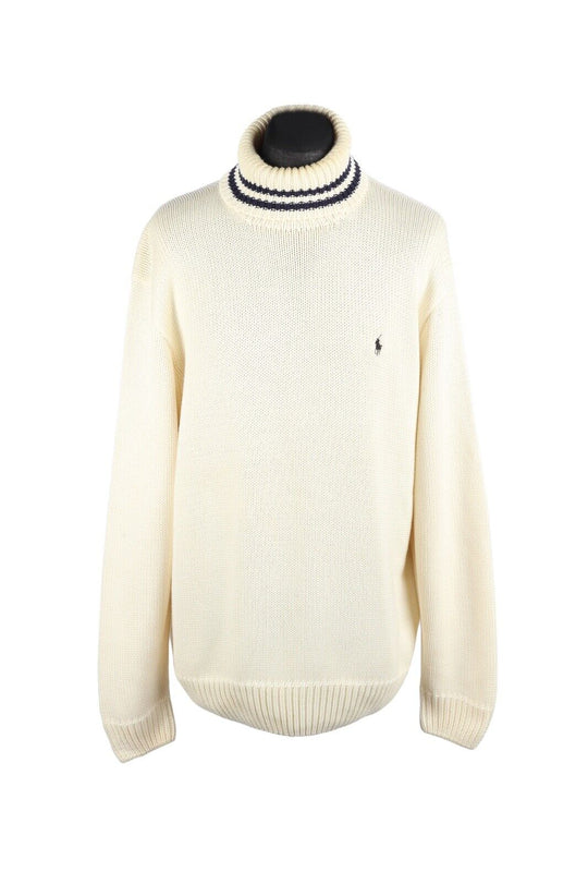 Vintage POLO SPORT Ralph Lauren Jumper Beige Turtle Neck Men's Pullover Size XXL