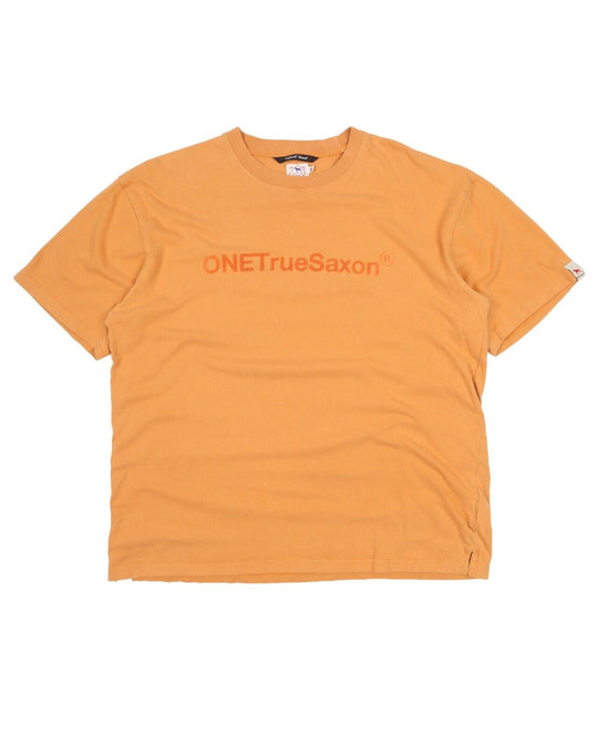 Men's ONE TRUE SAXON Orange Big Logo Cotton Tee T - Shirt Size XL