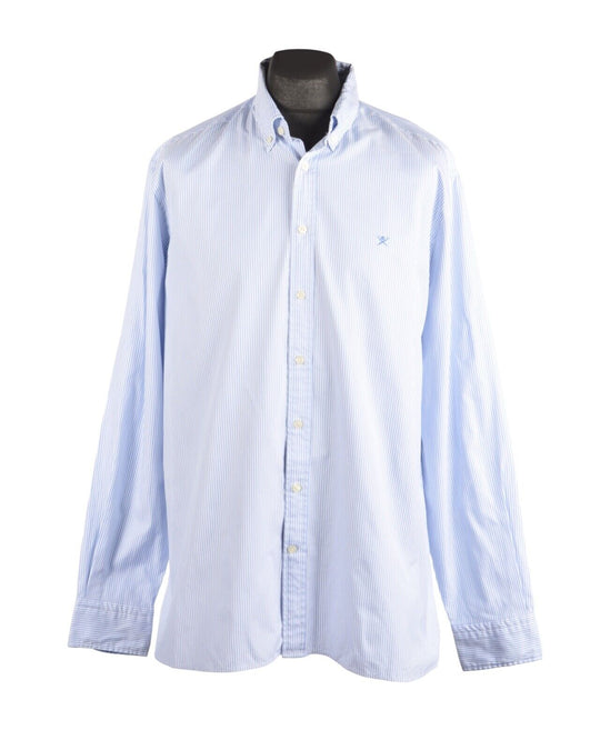 HACKETT London Blue Striped Men's Cotton Slim Fit Shirt Size XXL
