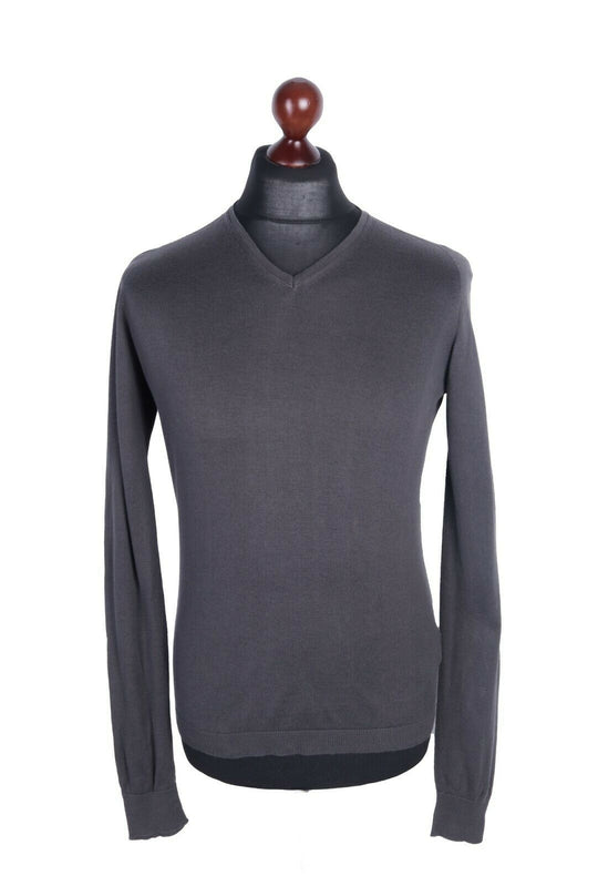 Men's C.P. COMPANY Grey 100% Cotton V-Neck Jumper Size 46