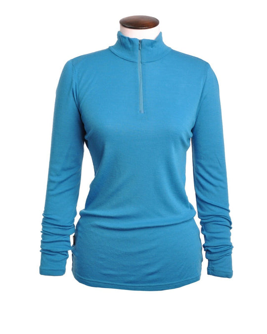 ICEBREAKER Basic Jumper Pullover Blue Merino Wool Zip Neck Women's Size L