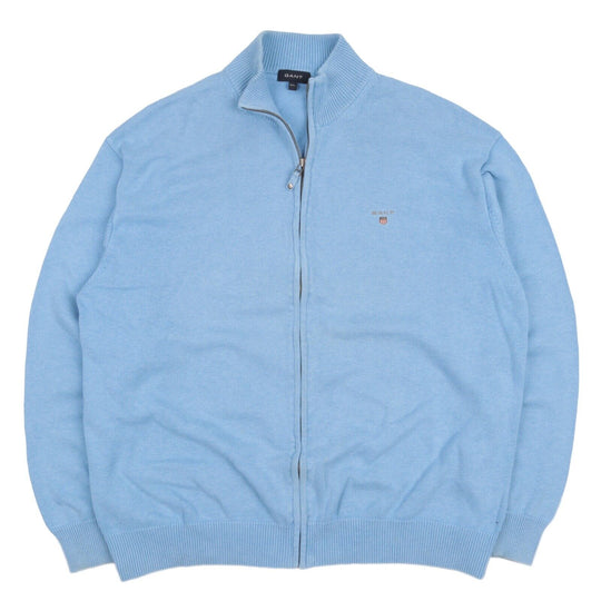 Men's GANT Blue Full Zip Cotton Cardigan Jumper Size 3XL