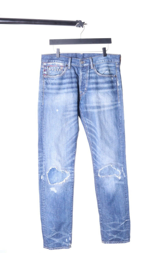 Men's RALPH LAUREN Denim & SUPPLY Navy Denim Distressed Slim Jeans Size 32 /34