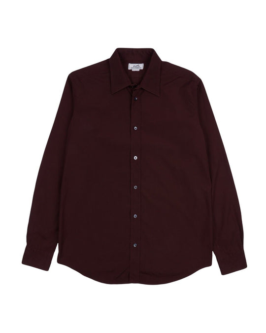 HERMES Paris Shirt Bordeaux Red Cotton Size 40 / 15.75