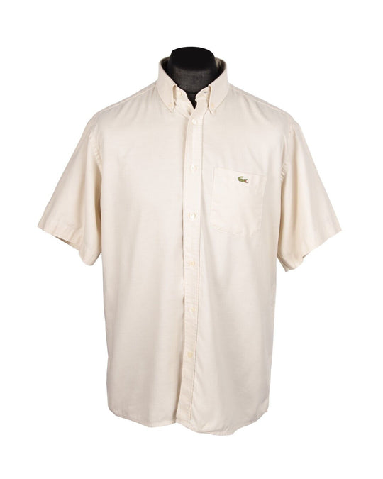 Vintage LACOSTE Shirt Yellow Cotton Men's Button Down Short Sleeve Size 42
