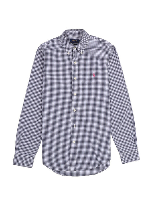 POLO RALPH LAUREN Shirt White Navy Check Cotton Men's Size S  Slim Fit