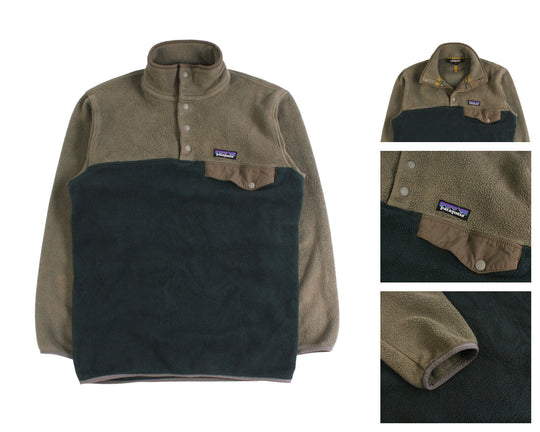 Women's Vintage PATAGONIA Olive Synchilla Fleece Snap-T Jumper Size s