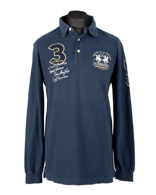 LA MARTINA Jumper  Blue Cotton Polo Neck Longsleeve Men's Size L