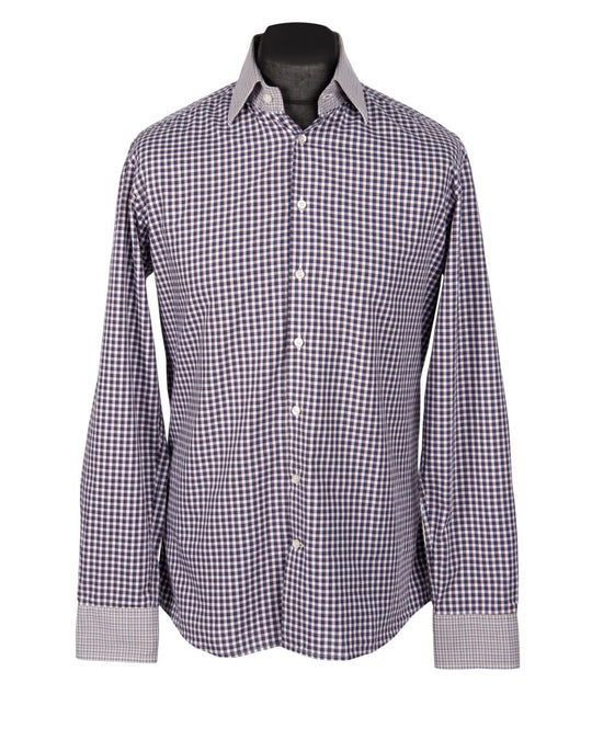 ETRO Shirt Blue Purple Check  Cotton Men's Size 40