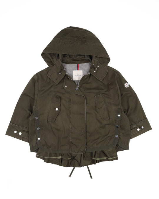 MONCLER Short Coat Olive Green Cotton Womens Parka Jacket Size 2 / M