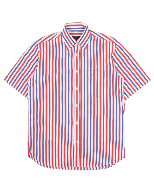 Men's PAUL & SHARK White Striped Short Sleeve Shirt Size 40 / M