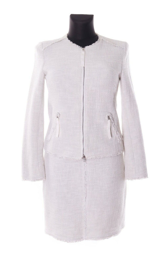 Women's MARC CAIN Ivory Cotton Skirt Suit Size 1 / 3