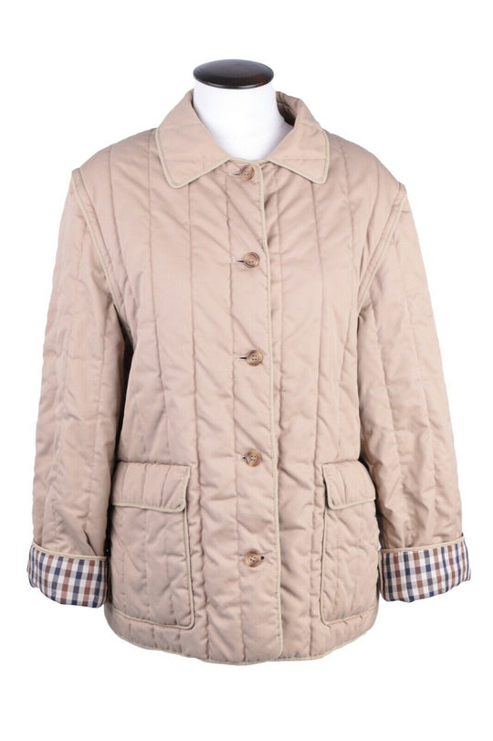 Women's Vintage AQUASCUTUM Beige Quilted Jacket Vest Transformer Size ~ 14 UK