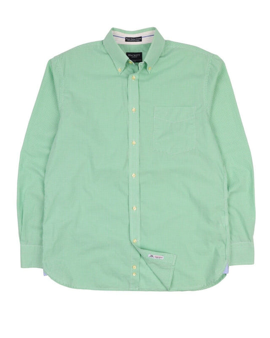 Men's HACKETT London Green Gingham Check Cotton Shirt Size L