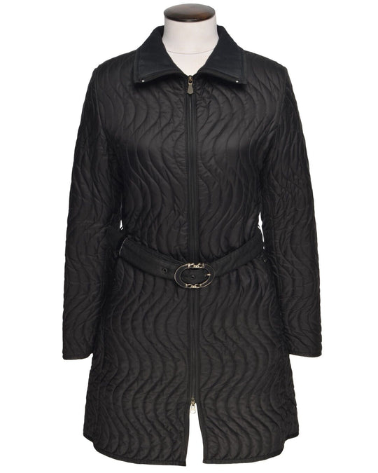 VERSACE Sport Jacket Black Wave Quilted Womens Coat Size 40