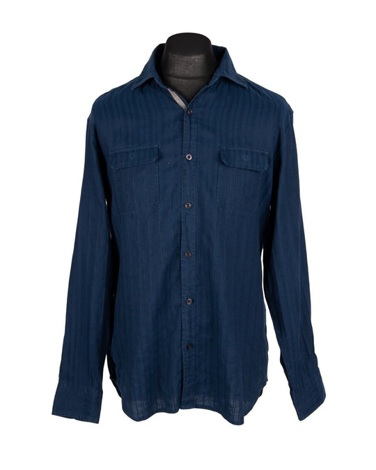 TOMMY BAHAMA Shirt Blue Tone Striped Linen Cotton Mens Size M