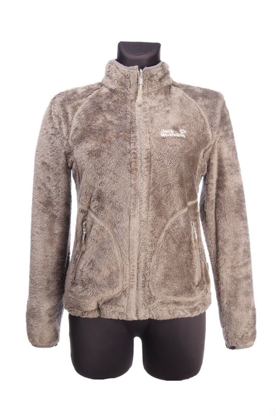 JACK WOLFWSKIN Olive Sherpa Deep Pile Fleece Nanuk Full Zip Outdoor Jacket Sz S