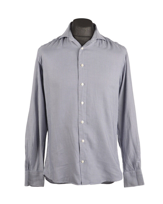 Men's SUITSUPPLY Blue Check 100% Cotton Two Ply LS Shirt Size 40 / 15.75