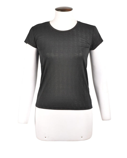 KARL LAGERFELD T-Shirt Black Round Neck Pullover Textured Womens Top Tee Small