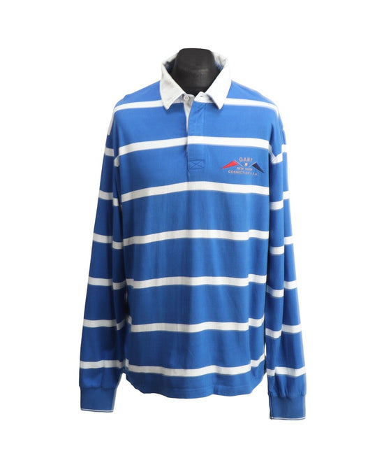 GANT Jumper Rugby Collared Longsleeve Blue Striped Cotton Men's Size 2XL
