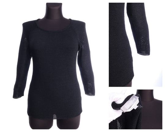 MAX MARA Italy Black Knitwear Crew Neck 3/4 Sleeve Jumper Sweater Size M