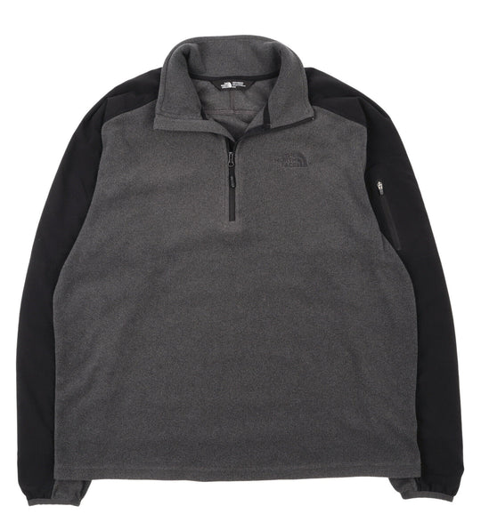 Men's TNF The North Face Grey Zip Neck Fleece Recycled Sweater Jumper Size M