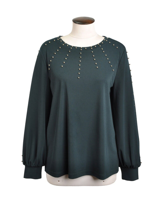 KARL LAGERFELD Blouse LS Tee Green Top Women's Size S