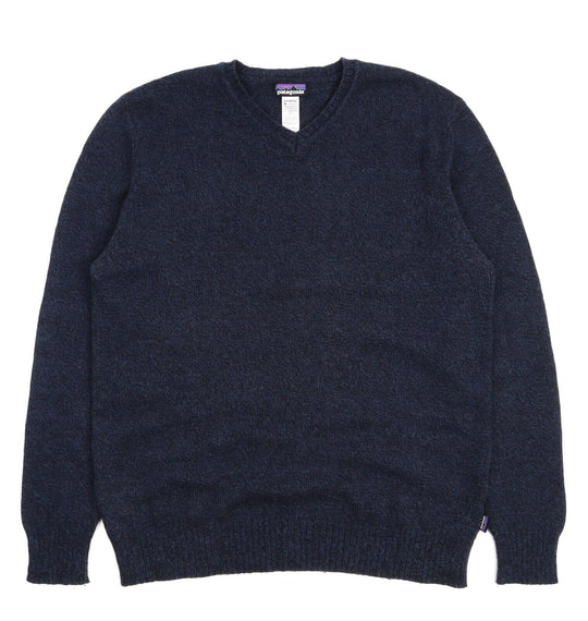 PATAGONIA Jumper Navy Blue Wool Blend Knit Men's V Neck Sweater Size M