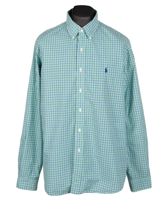 RALPH LAUREN Shirt Green Navy Check Cotton Men's Button Down Size XL