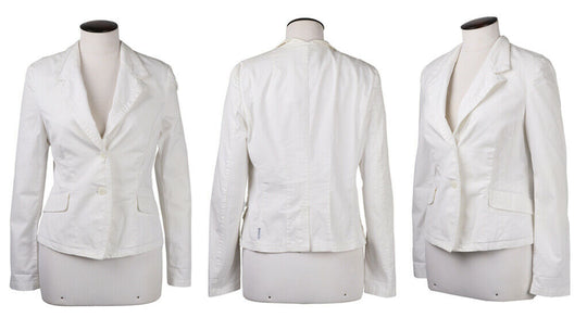 Women's ARMANI JEANS White Cotton Blazer Jacket Size EU 48 US12