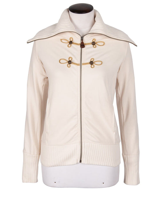 LA MARTINA Full Zip Cardigan Beige Cotton Women's Knit Sweater Size 4