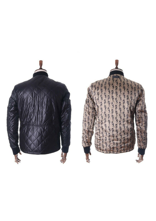 Men's EVISU Black & Gold Reversible Quilted Bomber Jacket Size M