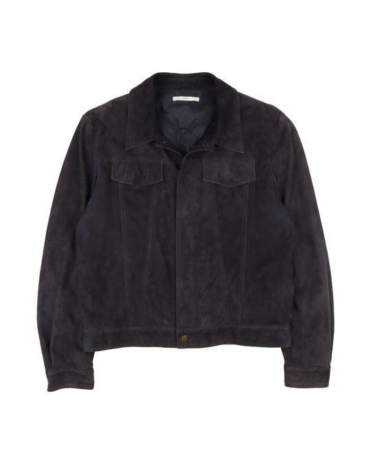 YSL YVES SAINT LAURENT Rive Gauche By Tom Ford Navy Suede Jacket Mens Size 52 IT
