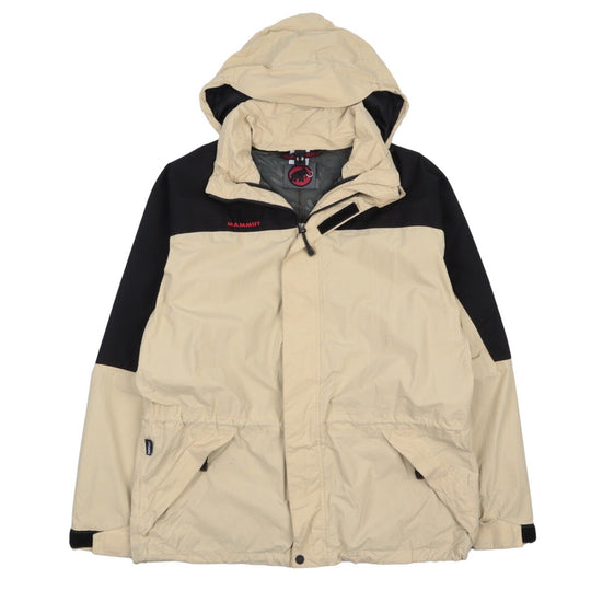 Men's Vintage MAMMUT Outdoor Pale Yellow Hooded Windbreaker Jacket Size L