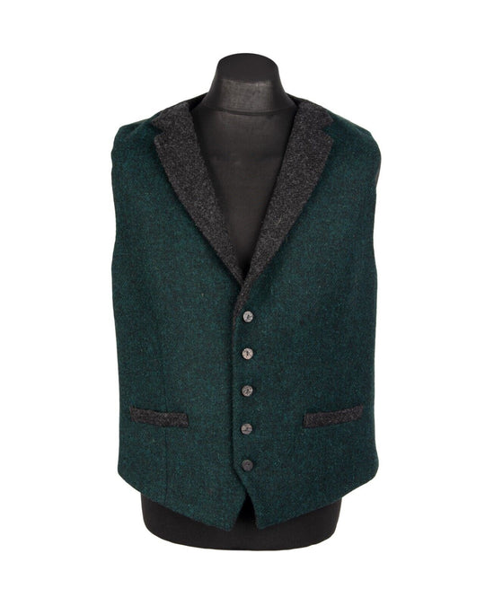 Vintage HARRIS TWEED Vest Green Wool Men's Size 54