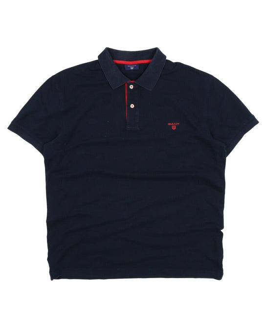 Men's GANT Navy Blue Pique Cotton Polo Shirt Size XL