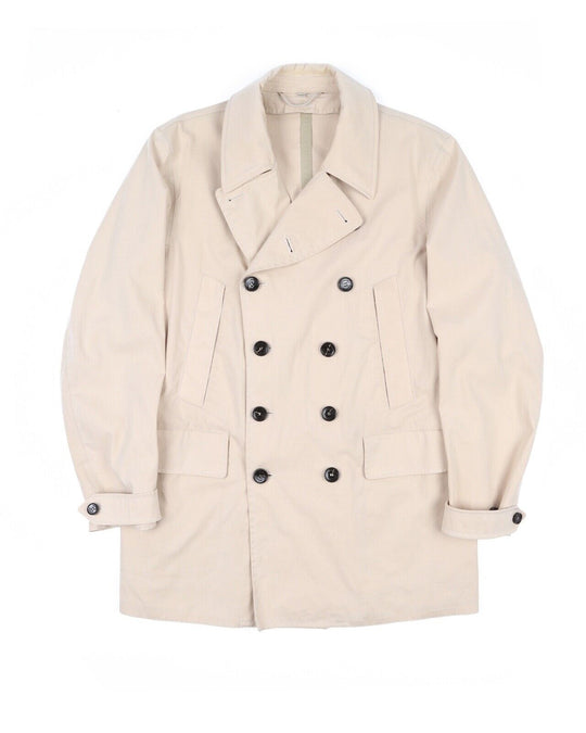 BURBERRY Pea Coat Beige Taped Seams Cotton Men's Jacket Size XL