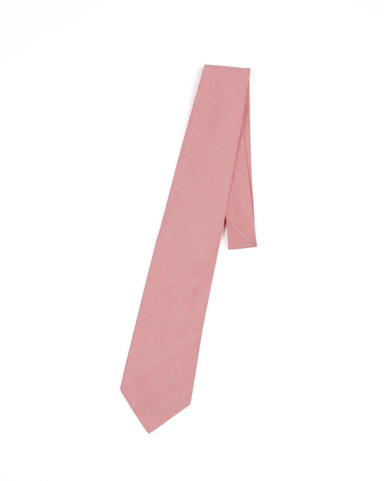 LUIGI BORRELLI Napoli Tie Red White Striped Silk Men's Woven Necktie