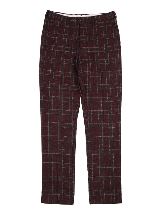 SUITSUPPLY Brescia Trousers Burgundy Check Cashmere Men's Dress Pants Size 48