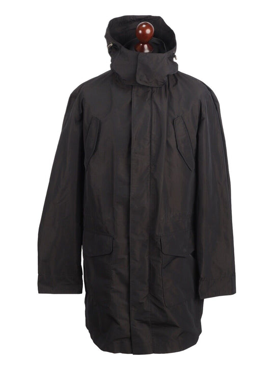 DAKS Hooded Coat Black Men's Overcoat Parka Size 54 IT / XL