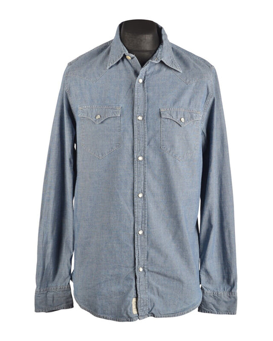 Men's Denim & Supply RALPH LAUREN Blue Denim Pocket Shirt Size L