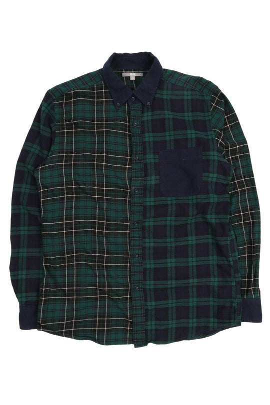 Men's UNIQLO Green Flannel Cotton Plaid Check Shirt Size M
