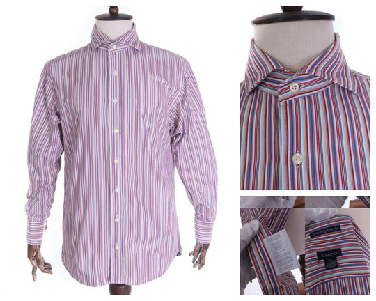 Men's GANT Multicolored Striped 100% Cotton LS Long Beach Poplin Shirt Size L