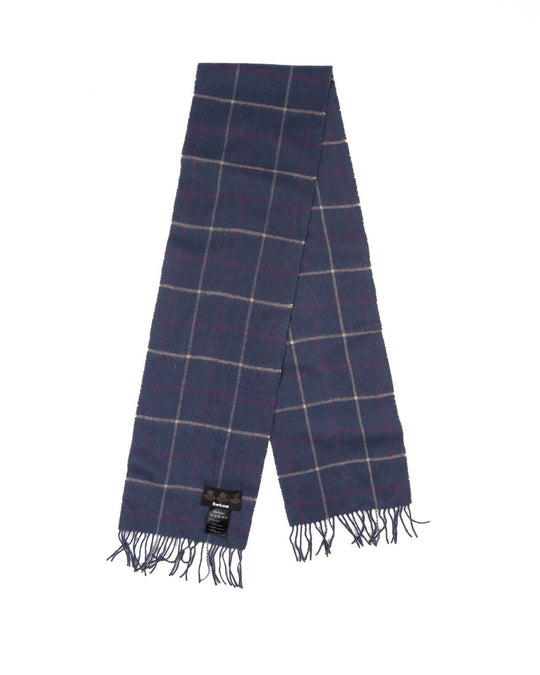 BARBOUR Scarf Blue Tartan Check Lambswool