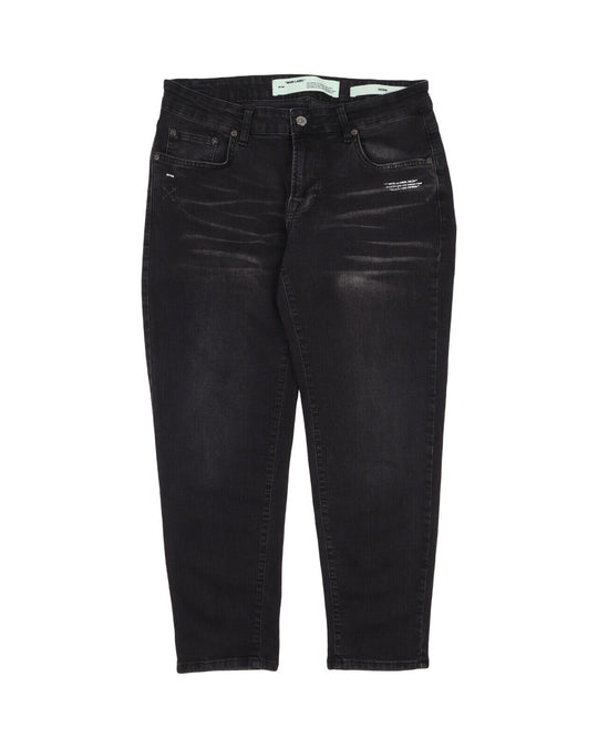 OFF WHITE Jeans Black Denim Cotton Men's 5 Pocket Trousers Size 32