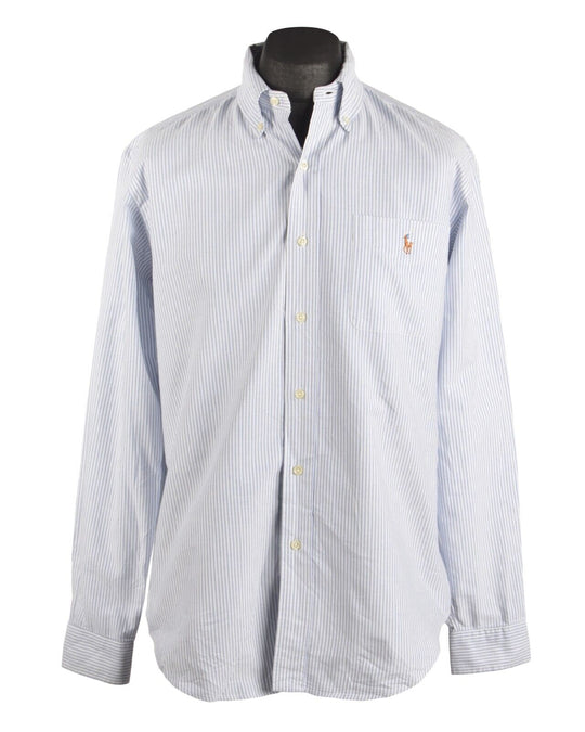 Men's RALPH LAUREN Blue Striped Oxford Cotton Shirt Size M
