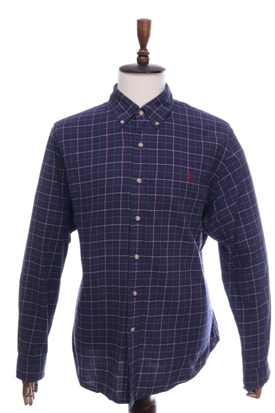 Men's POLO RALPH LAUREN Navy Cotton Slim Fit Shirt Size XL