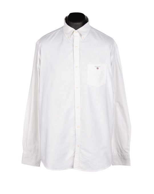 GANT Solid Oxford Shirt White Men's Cotton Size XL